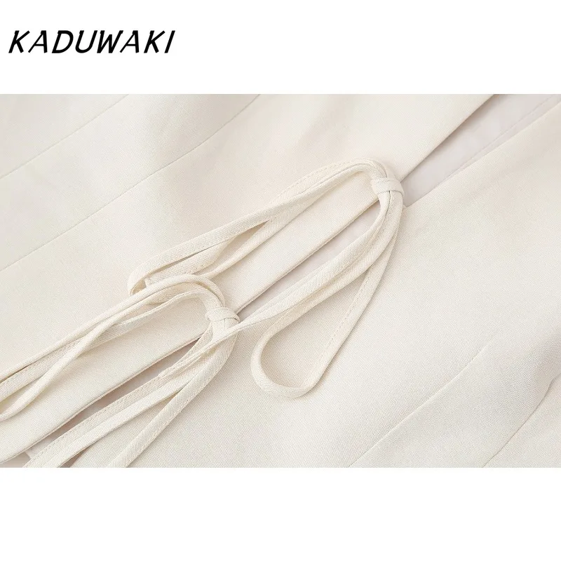 KADUWAKI Fashion Retro V-neck Sleeveless Solid Undershirt Jackets Fashion Loose Side Zipper Split Half-body Robe Ins Simple Sets