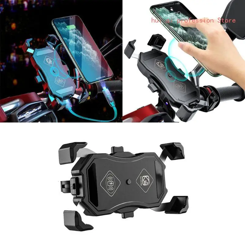 

Universal 12V Motorcycle Wireless Mount Holder QC3.0 USB Fast Charging for phone 3.5-6.5 inch Cellphone GPS