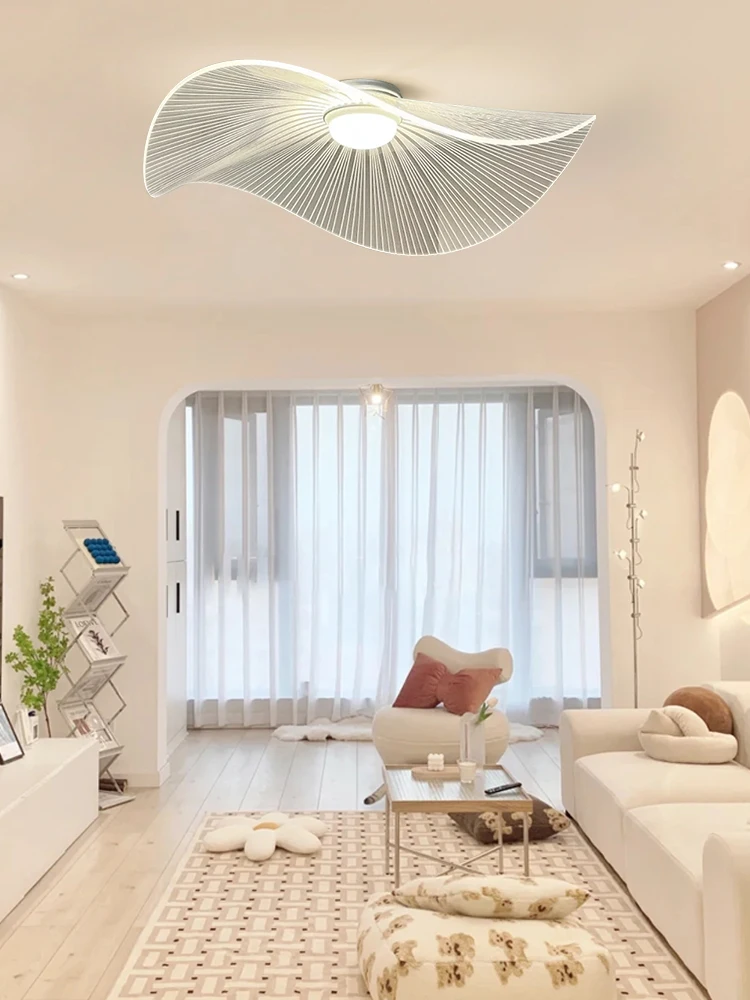 Lotus leaf ceiling lamp simple modern intelligent restaurant Nordic creative lotus leaf straw hat room lamp