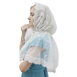 Delicate Floral Pattern Shawl for Ladies Spring Summer Lightweight Shawls Wedding Party Sunproof White Anti-uv Cape