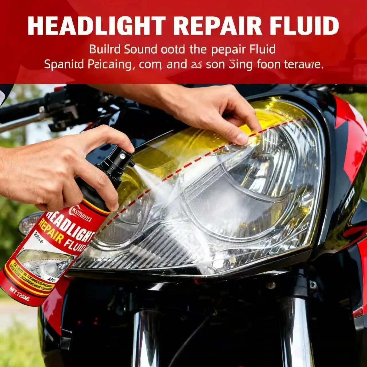 Headlight Repair Fluid, Dramatic Before-after, Clear Effect, Fixes Oxidation and Yellowing in Easy Steps, Restores Bright Head