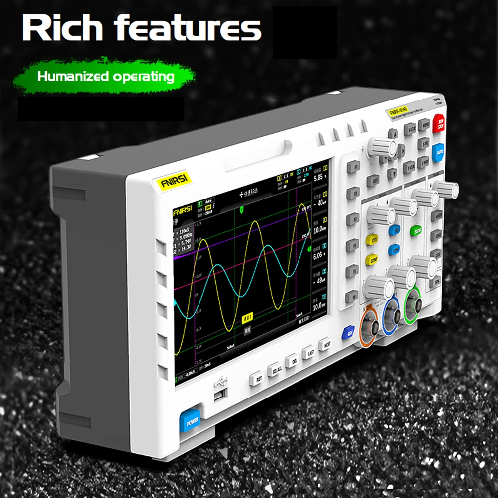 FNIRSI-1014D 7 Inch TFT LCD Display Two In One Dual Channel Input Signal Generator Oscilloscope 100MHz* 2 Ana-log Bandwidth