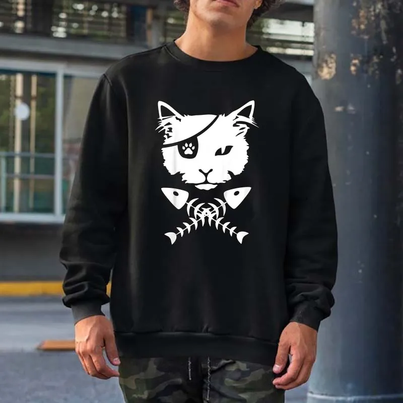 

Cute pirate cat funny Graphic Sweatshirts Men Women Streetwear Crewneck Hooded Tops Oversized 100% Cotton Hoodies