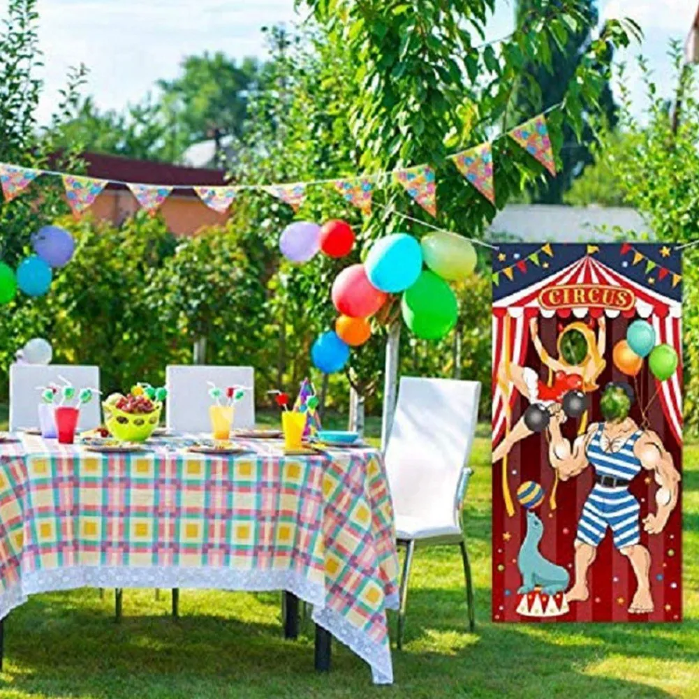 Decoração de festa de circo, foto porta banner, adereços, tecido grande