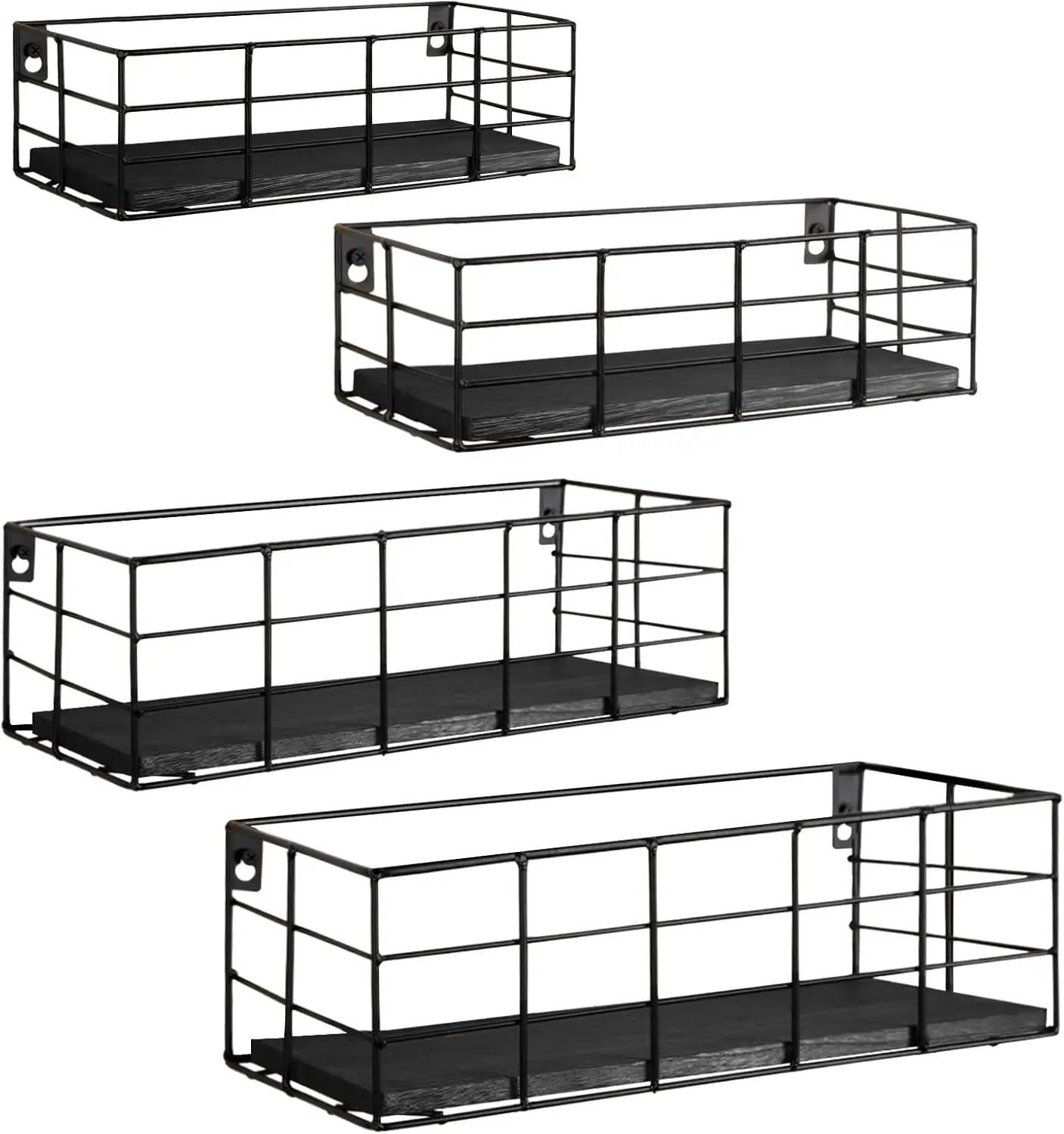 

4 Set Floating Shelves - Hanging Wall Mounted Shelves for Living Room, Kitchen, Bedroom & Bathroom - Decorative Storage