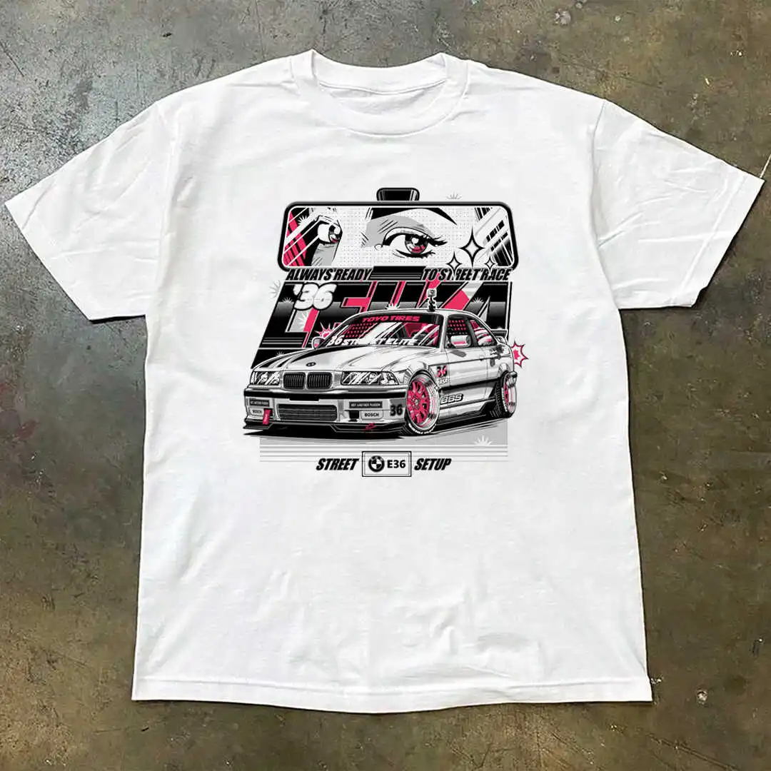 

2025 Racing E36 Cool Eye-catching Street Cotton Printed Short Sleeve Men and Women of The Same High-quality Luxury Edition