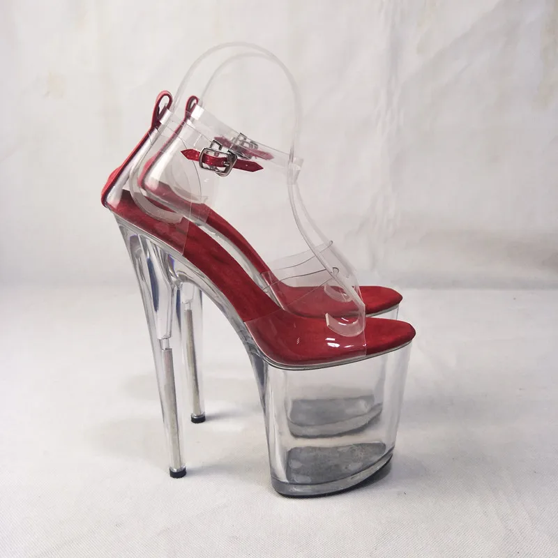 20cm high heels, sexy full transparent crystal sandals, summer fashion dance show 8in high heels  dance shoes