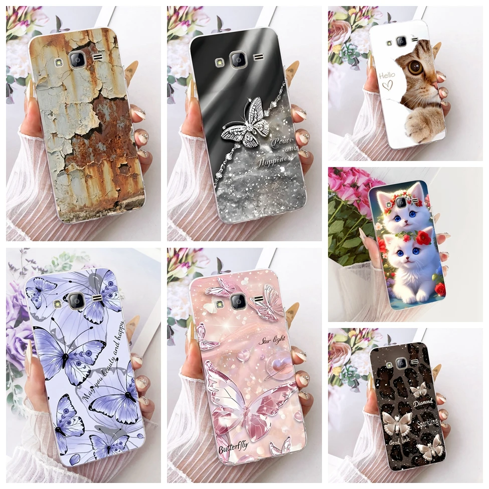 For Samsung J3 2016 Case SM-J320A Transparent Cute Cartoon Fashion Flowers Funny Painted Soft Casing For Samsung Galaxy J3 2016