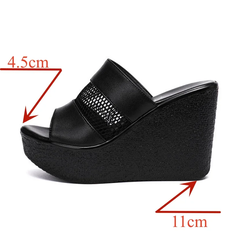 Plus Size 32-43 High Heels Slippers Women Wedding Shoes Summer 2024 Cutout Platform Wedges Slides Ladies Slippers for Office