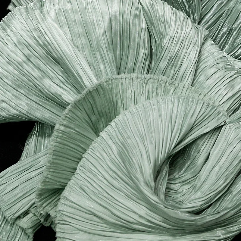 

Wrinkled and glossy pleated forged fabric for formal dresses Designer Fabric