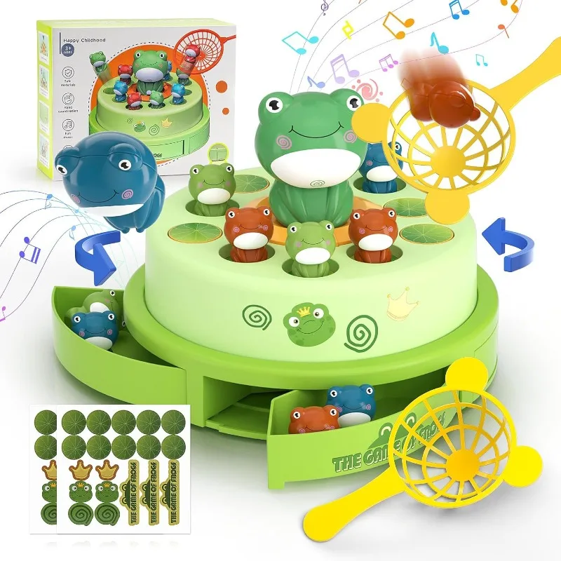 

Electric Catapult Frog Turntable Children's Toy with Music and Jumping Frog Training Parent-child Interactive Game Gifts for Kid