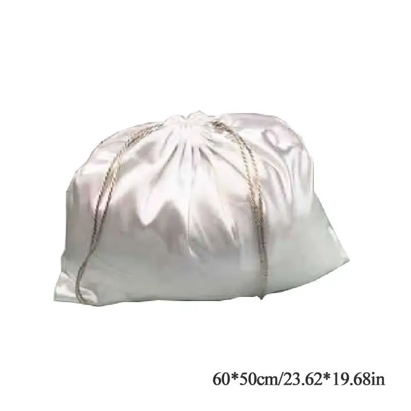 Large Silk Satin Drawstring Care Bag 5 Sizes Storage Dust Proof Packaging Pouch White Reusable Sack Handbag Shoes Travel Bag