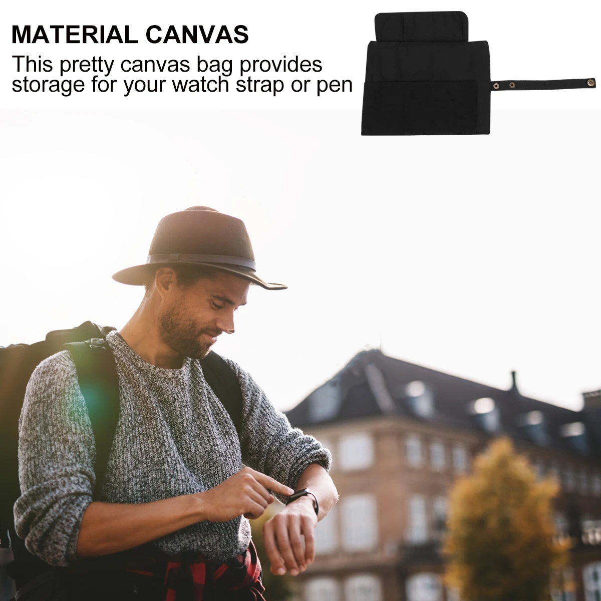 

Japanese Style Canvas Pencil Roll Bag Compact Watch Strap Storage Organizer Portable Pencil Pouch Canvas Watch Roll Bag