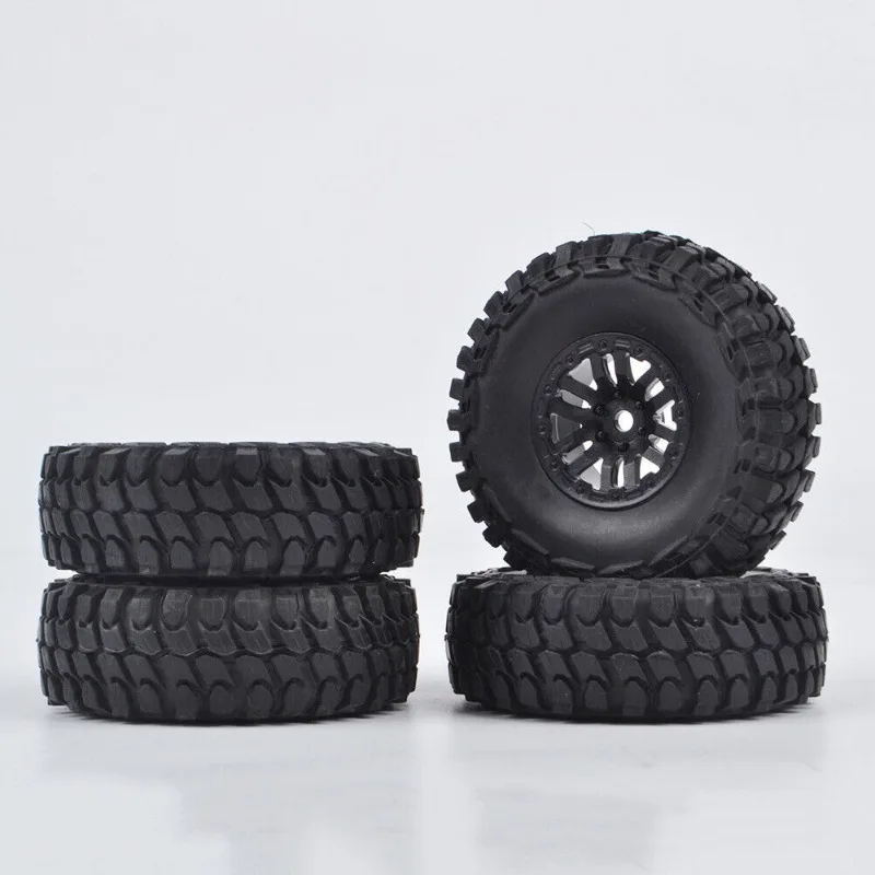 4개 RC 1.0인치 타이어 및 휠 고무 크롤러 타이어 1/24 1/18 RC 크롤러 자동차용 Axial SCX24 C10 트럭 FMS FCX24 TRX4M