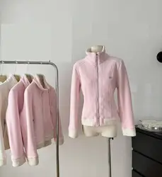 Women's Winter Fleece Lining Warm Slim Jacket Lady Long Sleeve Turn Down Collar Double-sided Fleece Turn Down Collar Outwear