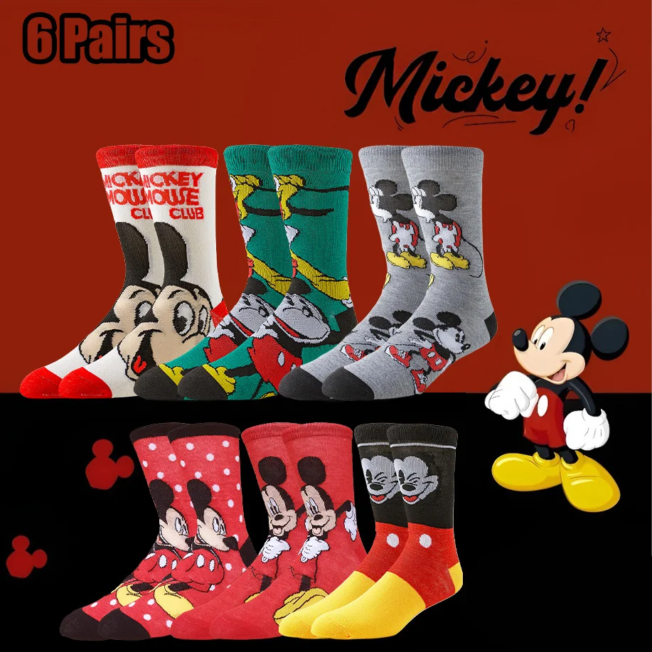 

6 пар Potdemiel Disney унисекс носки с героями мультфильмов Диснея милые забавные аниме хип-хоп уличная мода для мужчин и женщин