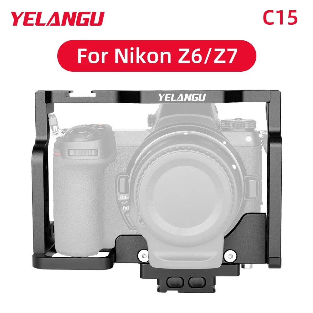 YELANGU for Nikon Z6 Z7 Camera Cage Rig Kit with Cold Shoe Mount Quick Release Plate DSLR Photo Studio C15 LED Light Microphone