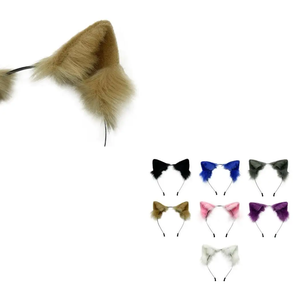 

652F Animal Ear Hair Hoop Soft for Cat Ears Headwear Furry Kitten Ears Headband Headpiece Anime Fancy Dress Photo Props