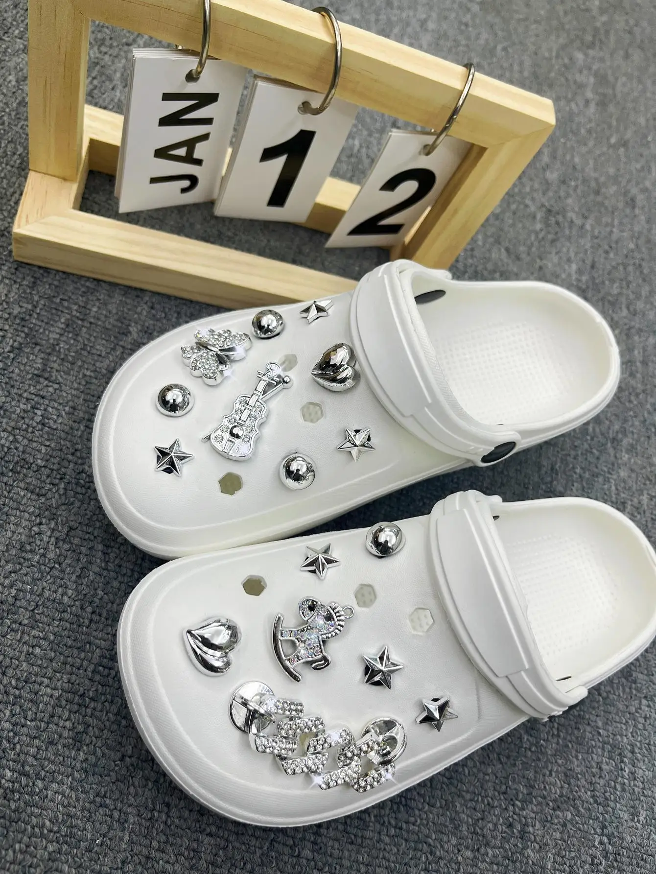 16 pezzi/set di scarpe da spiaggia accessori per scarpe, scarpe con catena a cavallo con diamanti a pois fai da te scarpe da giardino con fibbia decorativa floreale beach sho