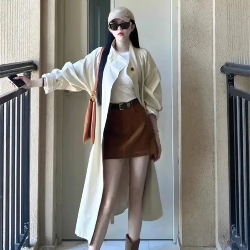 

British Style White Trench Coat for Autumn 2025 Gentle Korean Female Lead Coat
