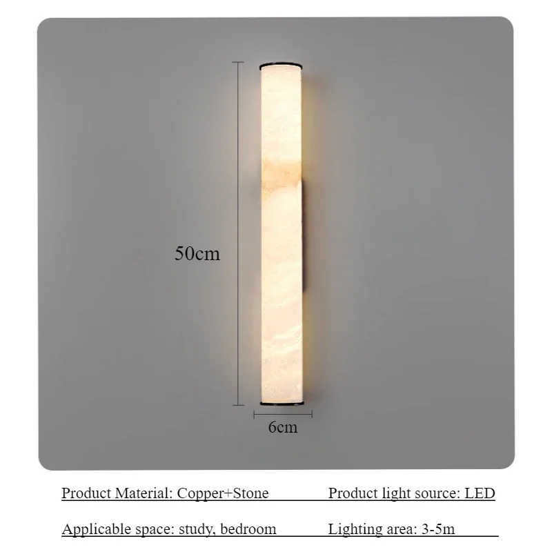 SANDYHA Vertical Cylindrical LED Wall Lamp Modern Minimalist Marble Design for Bedroom Bedside Living Room Lighting Stylish