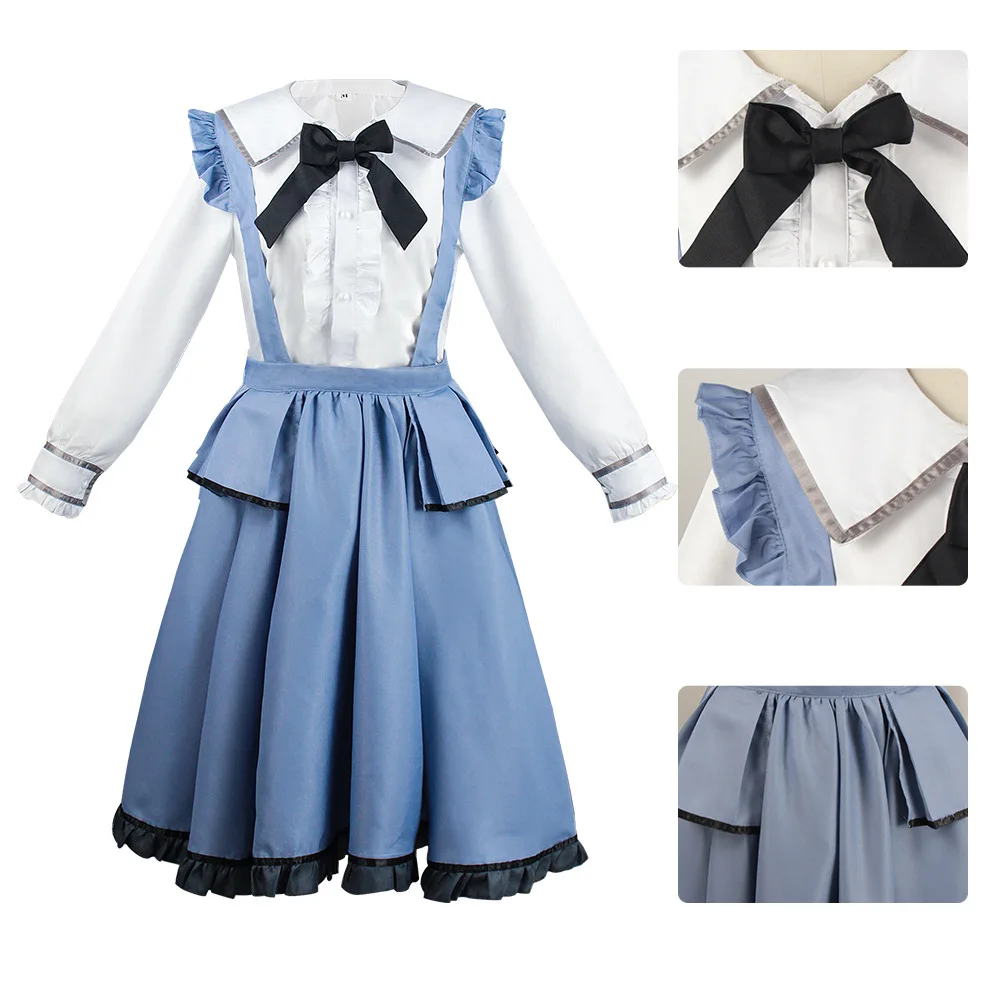 Akiyama-traje de sirvienta de Cosplay Mizuki, peluca de Proyecto de Anime Sekai, vestido de volantes de Lolita de escenario colorido, uniforme de niña, disfraz de Halloween