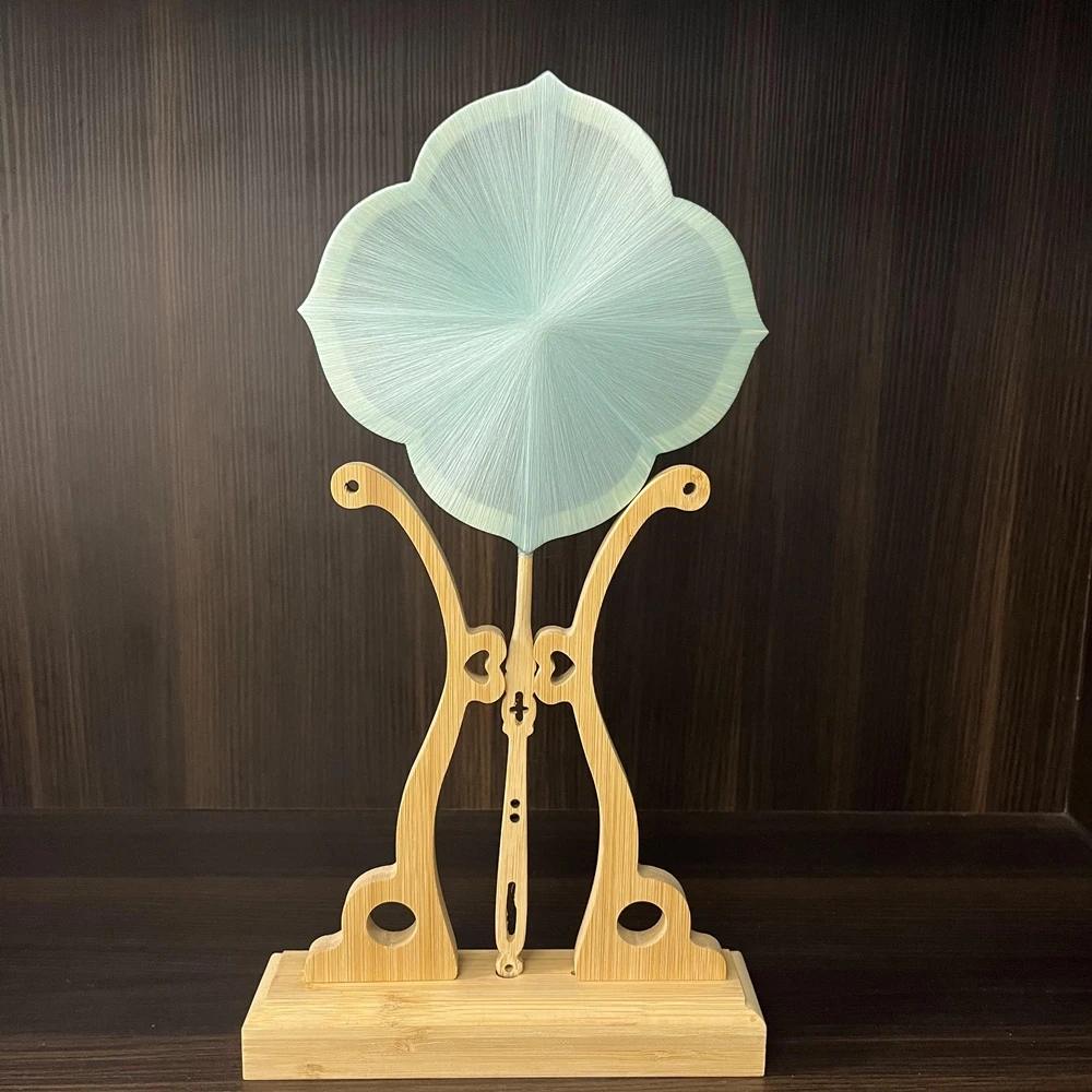 

Guochao Antique Four-leaf Flower Homemade Silk Fan, Silkworm Handmade Intangible Cultural Heritage Group Fan DIY