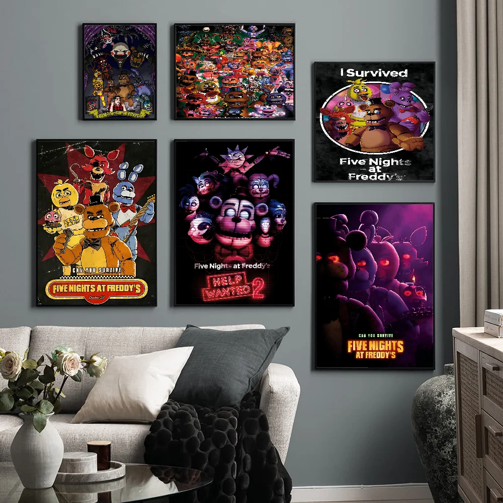 

Five-nights-At-Freddys Classic Movie Posters Waterproof Paper Sticker Coffee House Bar Decor Art Wall Stickers