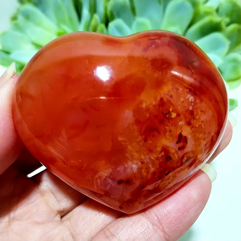 Natural Stones Beauty Red Agate Heart Feng Shui Crystal Meditation Witchcraft Energy Spirit Healing Room Decoration