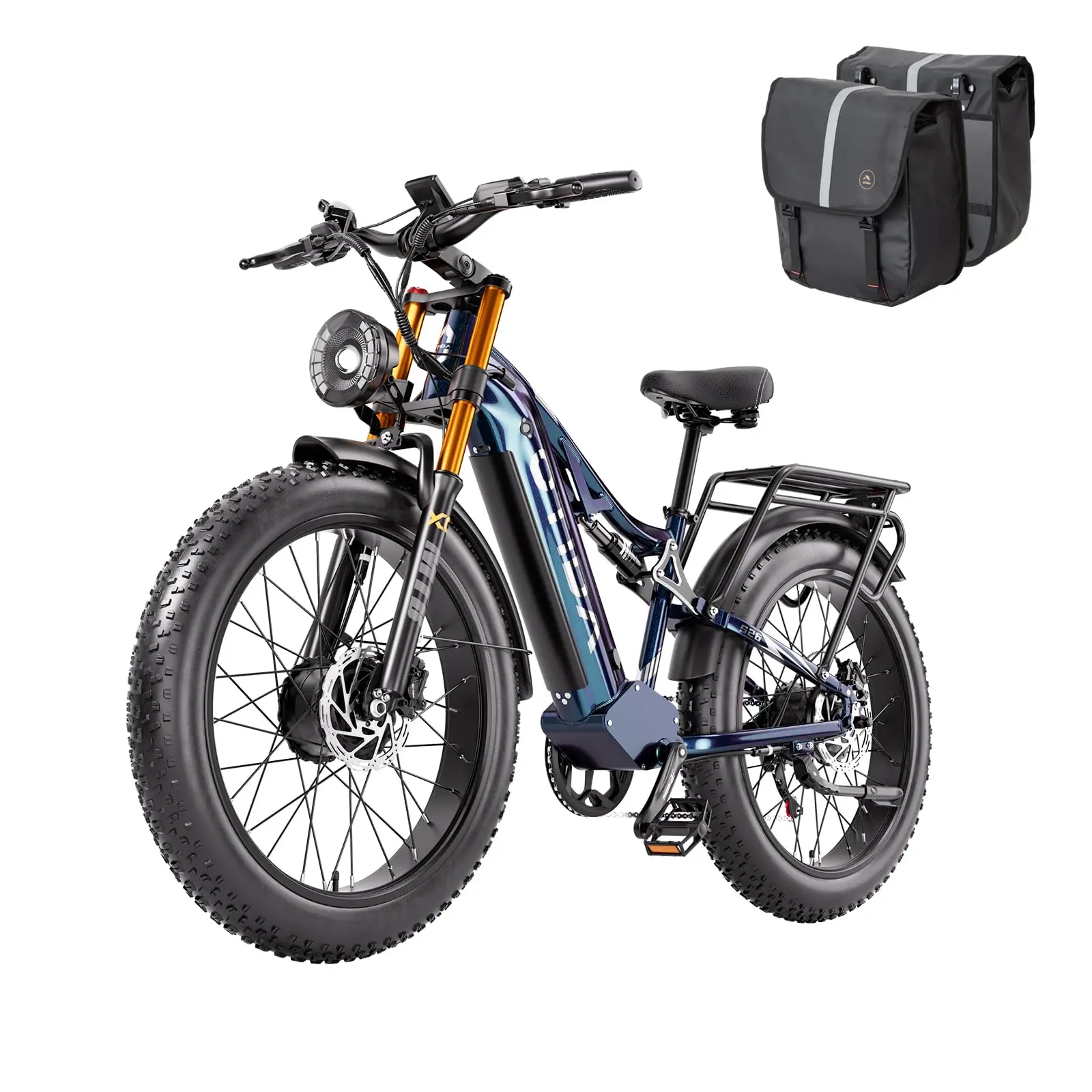 Peak 6000W Dual Motor Electric Bike for Adults 42MPH with 52V 20Ah，Up to 80 Miles, 26"x4" Fat Tire Full Suspension Ebike with Hy