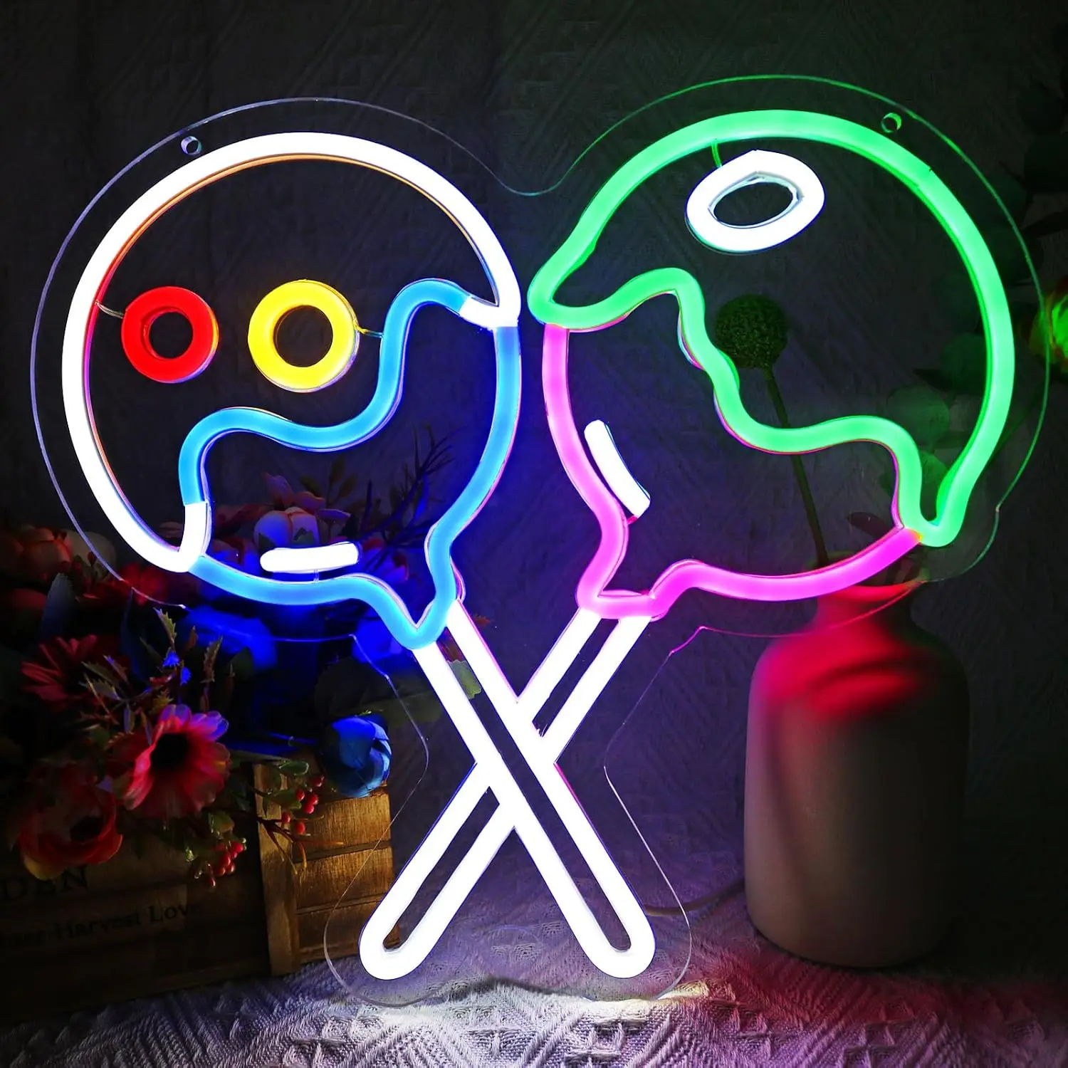 

Lollipop Decor Neon Signs LED Neon Lights for Wall Candy Land Birthday Party Kindergarten Preschool Classroom Decor Candy Shop