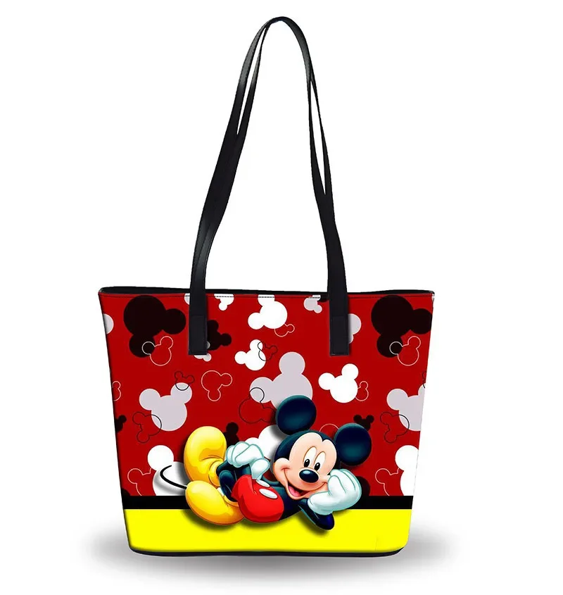 Disney New Mickey Minnie Shoulder Bag Cartoon Lady Handbag Large Capacity Bag Girl Travel Beach Bag Waterproof Fashion Handbag