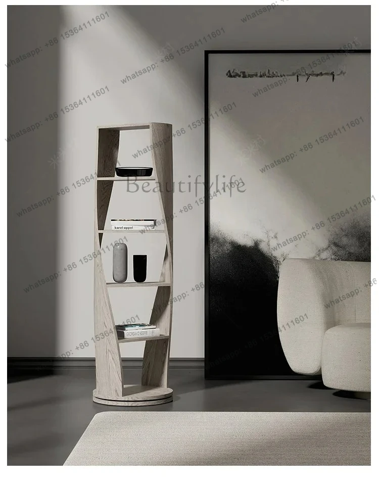 Rak buku berputar FG28Creative Rak sudut Rak buku kayu solid berbentuk khusus Rak dekorasi seni rumah