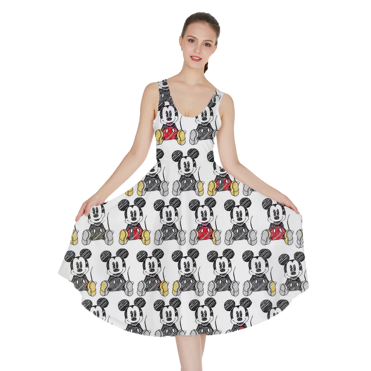 Disney Mickey Stitch Ohana Sexy Dresses Women's Short Sleeve Dresses Disney Sexy P