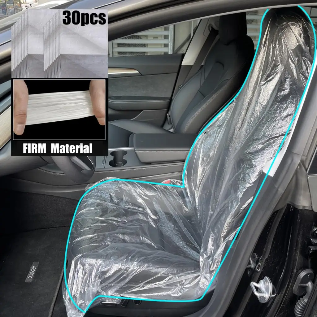 30X Universal Transparent Plastic Disposable Car Seat Cover Protector Waterproof Auto Protective For Mechanic Valeter Bodyshop