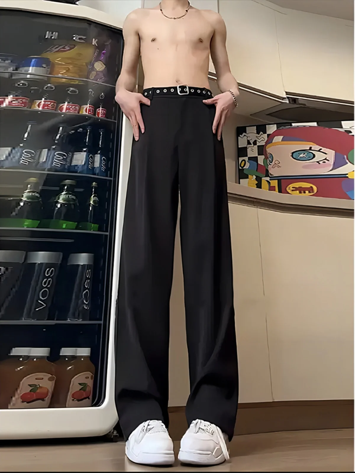 

Мужские брюки Neapolitan с высокой талией из ледяного шелка, прямого кроя, удлиненные, для высоких, с эффектом похудения, повседневные