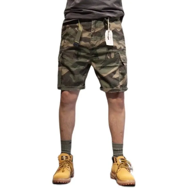 Pantalones cortos deportivos de camuflaje para hombre, Shorts holgados con múltiples bolsillos, informales, rectos, a la moda, verano, 2024, K29