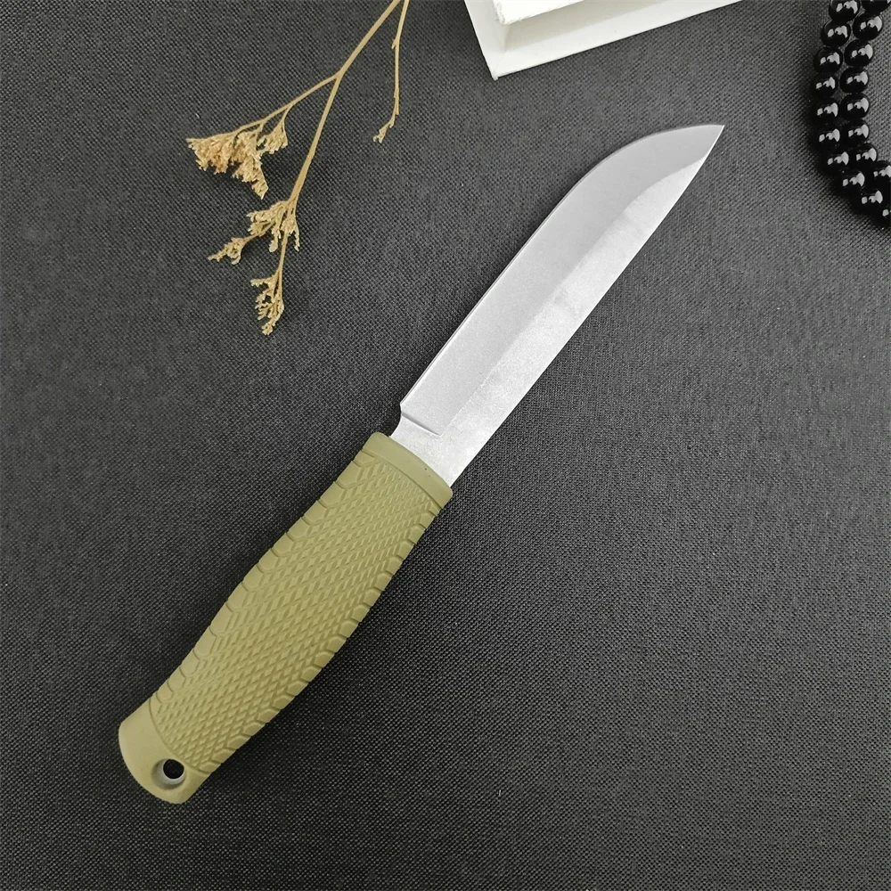 BM 202 Fixed Blade Green Nylon Fiber Handle Hidden Tang High Quality D2 Blade Outdoor Knife Tactical Survival Military Tool