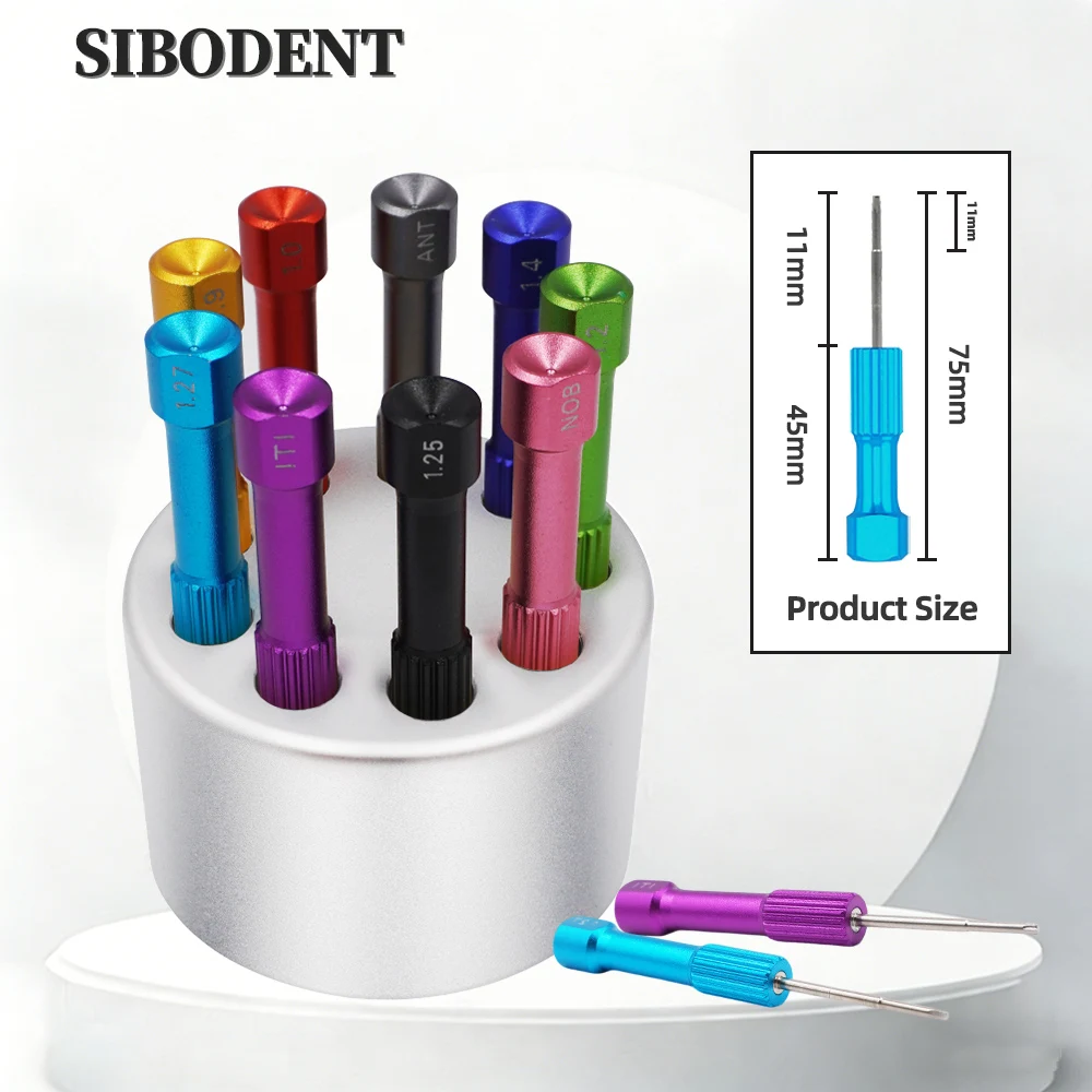 

Набор отверток для имплантатов из нержавеющей стали для зуботехнических лабораторий | Набор из 9 цветных отверток с цветовой кодировкой | С подставкой для хранения | Для стоматологических клиник и лабораторий