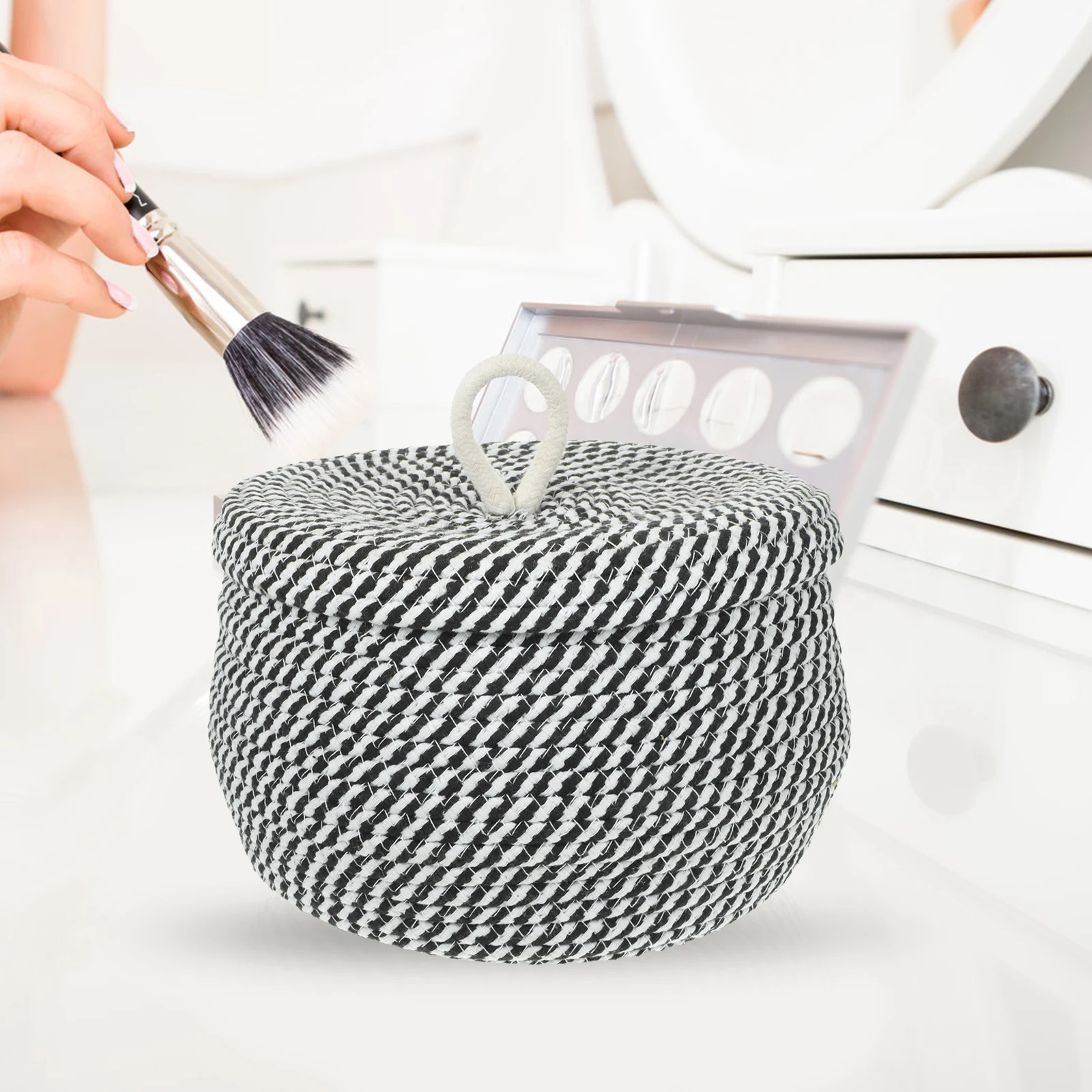 

Cotton Rope Storage Baskets Woven Organizer With Lid Desktop Bedroom Laundry Hampersundries Snack Holder