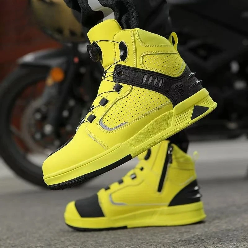 Hot Motorcycle Boots Men Biker Shoes Moto Sneaker Microfiber Leather Adventure Motocross Shoes Anti-slip Motorcycle Equipment