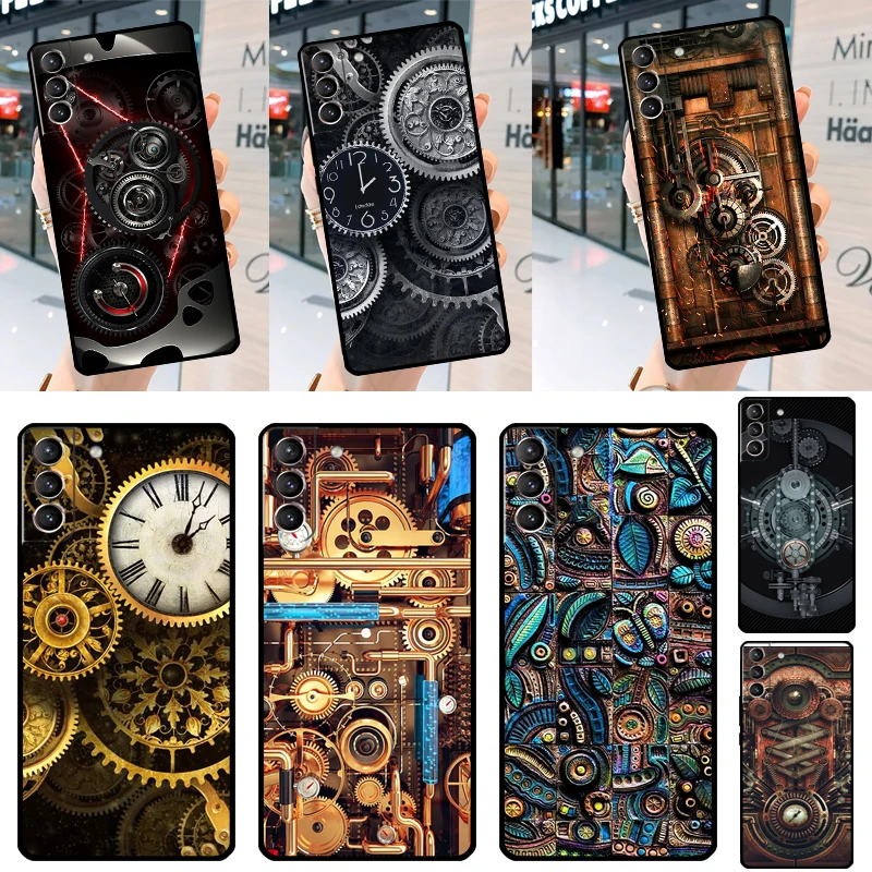 Steampunk Style Gears Levers Engine Case For Samsung Galaxy S23 S22 S21 Ultra S20 FE S9 S10 Note 10 Plus Note 20 Ultra Cover