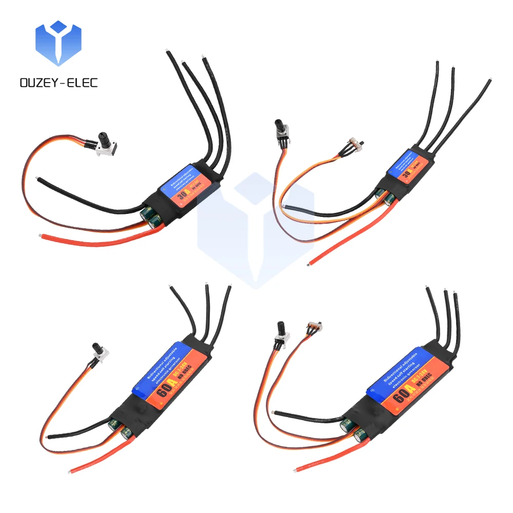 Controlador de Motor sin escobillas, regulador bidireccional unidireccional, hacia adelante y hacia atrás, ajustable, 30A, 60A, DIY