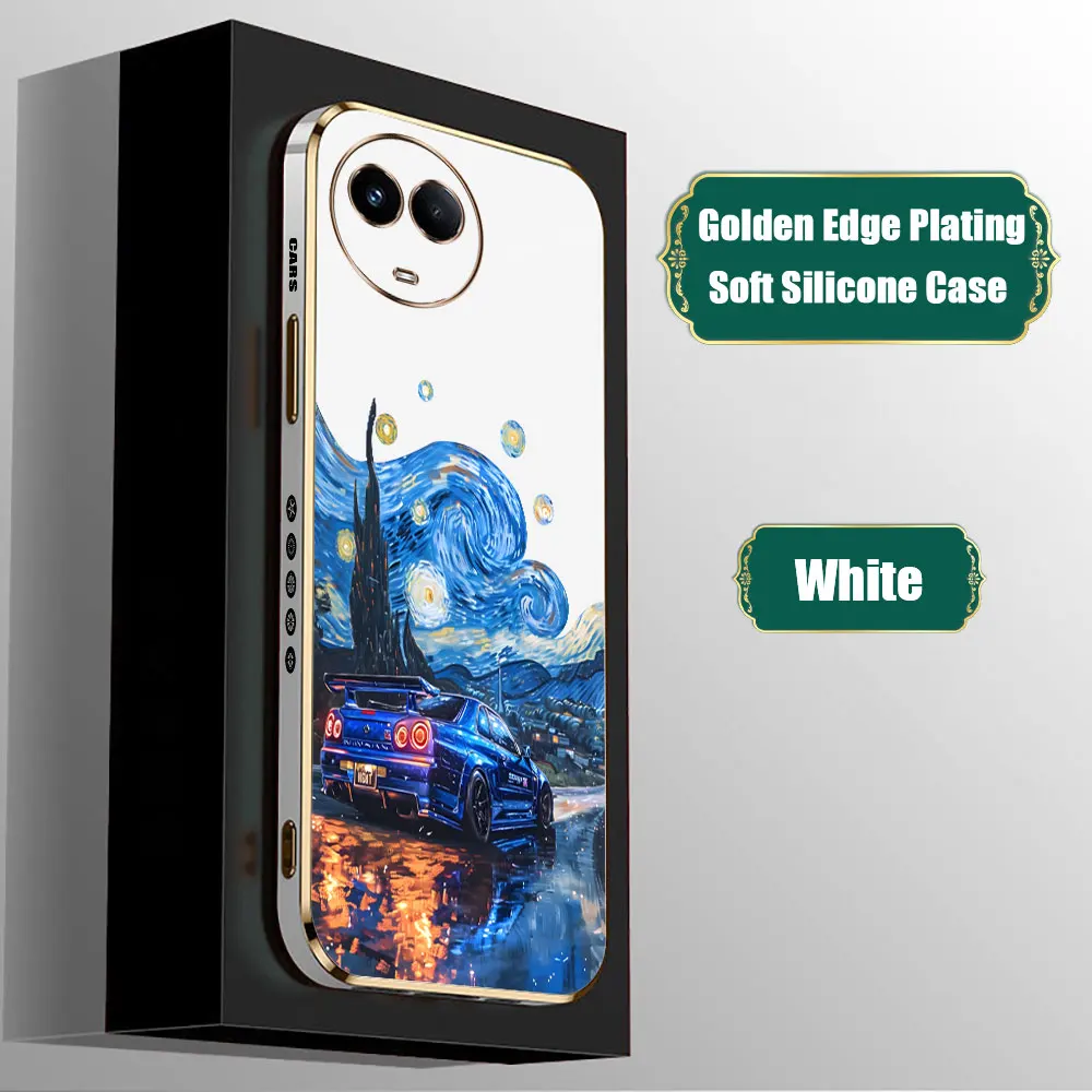 JDM Sports Cars Van Gogh Starry Night Smooth E-TPU Case FOR REALME GT 7 8 8I 9 9I 10 11 12 PRO C21Y C33 C35 C53 C55 C63 C65 Case