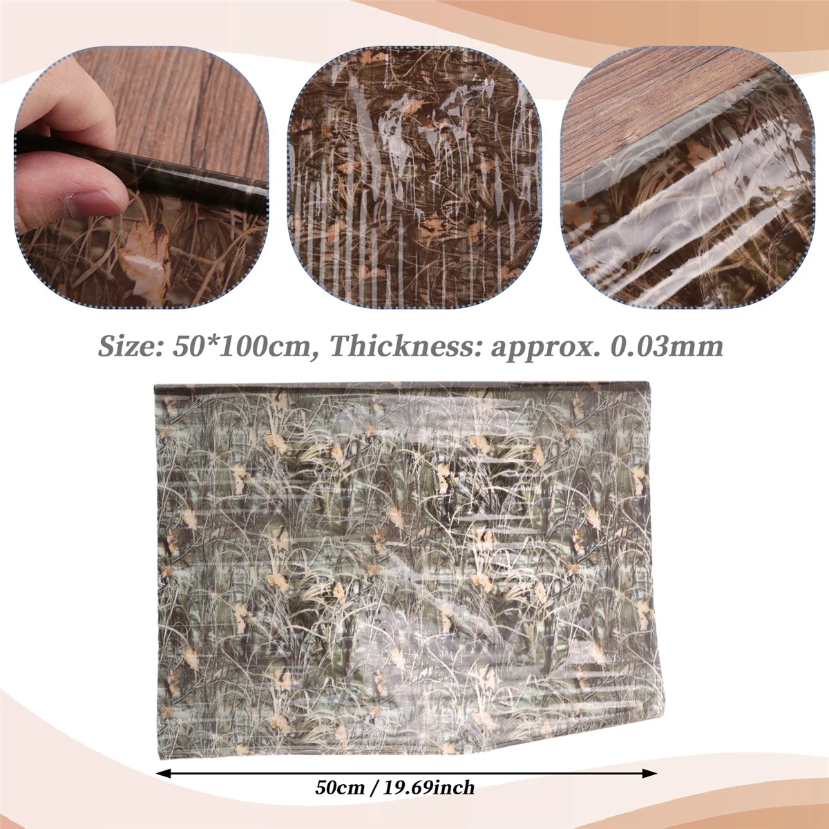 新しいハイドログラフィックフィルム - 水転写印刷 - ハイドロディッピング - Reeds Camo 2 - 1 メートル