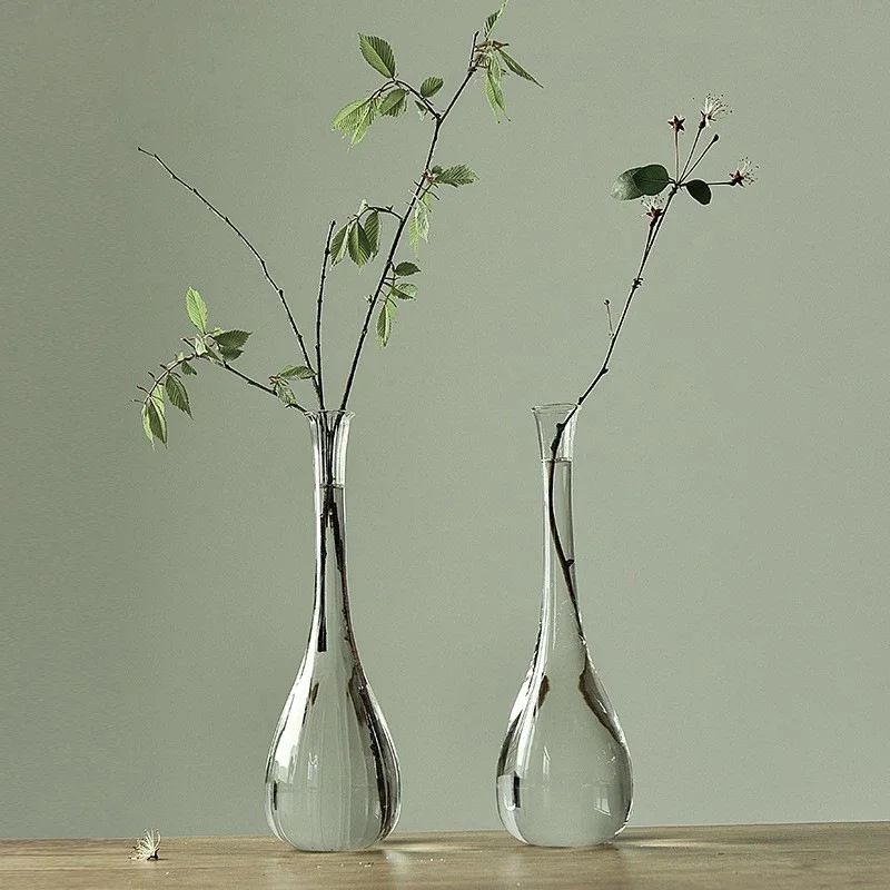 Japanese Zen Transparent Glass Vase Simple Glass Plant Flower Vases Creative Hydroponic Terrarium Table Decorative Flower Pot