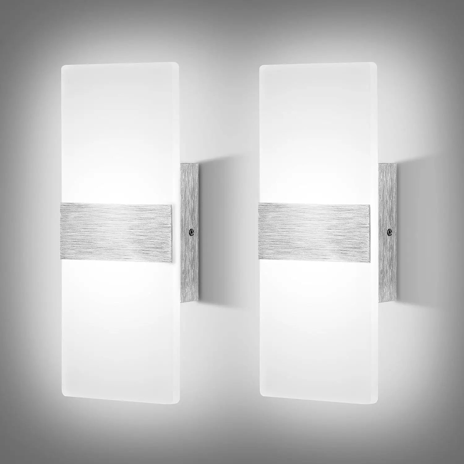 

Lightess Dimmable Wall Sconce Set of 2, Modern LED Wall Lamp 12W for Hallway Bedroom Living Room, Cool White