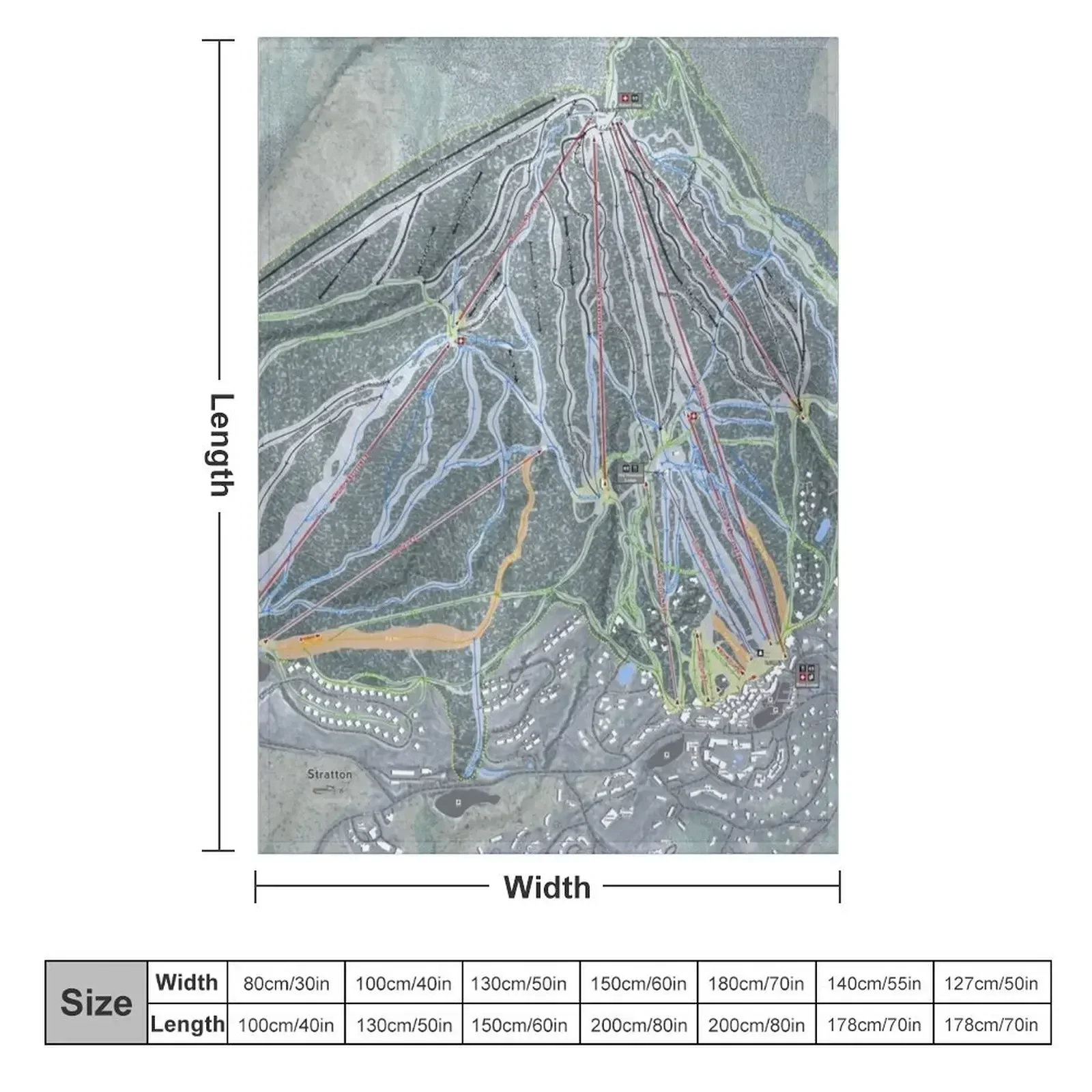 Stratton Resort Trail Map Throw Blanket Sofa Luxury Designer Blankets