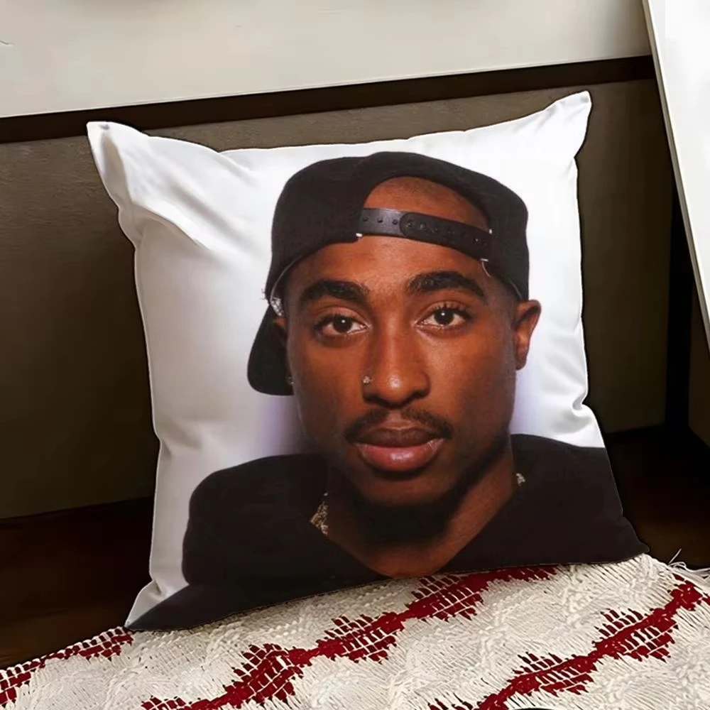 1pc Tupac Shakur 2Pac Pillow Cover, Polyester 2D Double-Sided Print, Hip Hop Legend Portrait Art, Rap Fan Home & Car Decor Gift