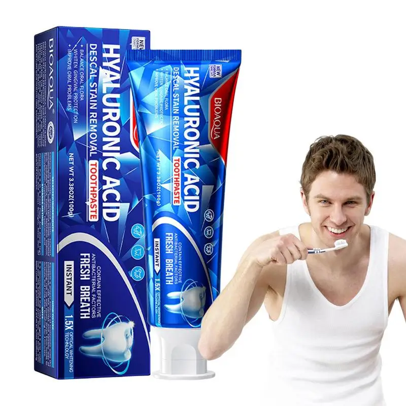 Pasta de dientes blanqueadora de limpieza profunda, pasta de dientes blanqueadora para adultos con ácido hialurónico, blanquea los dientes naturalmente y